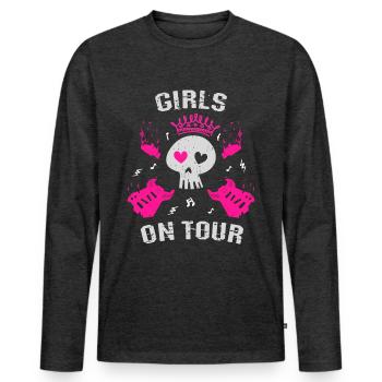 Filles en tournée - T-shirt manches longues Premium bio Homme - anthracite chiné - Devant - Nico (187cm)
