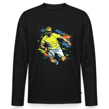 Tennis Champion Design: Perfekt für jeden Tennisli - Männer Premium Bio Langarmshirt - Schwarz - Vorne - Nico (187cm)