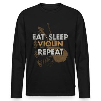 Mangez sommeil violon répéter violon violon cadeau - T-shirt manches longues Premium bio Homme - noir - Devant - Nico (187cm)