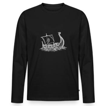 Viking mythology Viking Shieldmaid Odins - Men's Premium Organic Long Sleeve Shirt - black - Front - Nico (187cm)