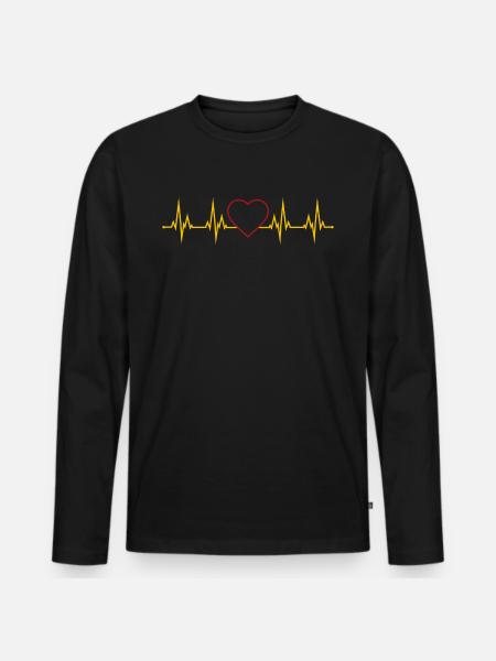 Herzschlag Spanien - Männer Premium Bio Langarmshirt - Schwarz