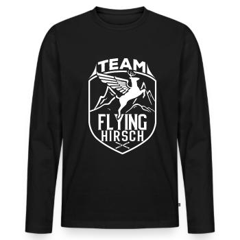Team Flying Hirsch Geschenk Winter Apres Ski Bier - Männer Premium Bio Langarmshirt - Schwarz - Vorne - Nico (187cm)