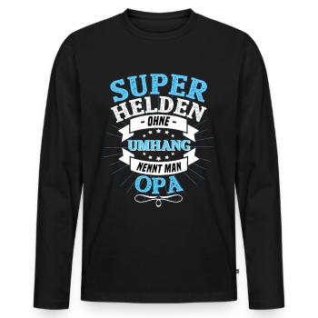 Superheroes without a cloak are called Grandpa - Men's Premium Organic Long Sleeve Shirt - black - Front - Nico (187cm)