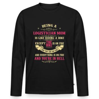 Logistiker Mutter, Logistiker Mutter - Männer Premium Bio Langarmshirt - Schwarz - Vorne - Nico (187cm)