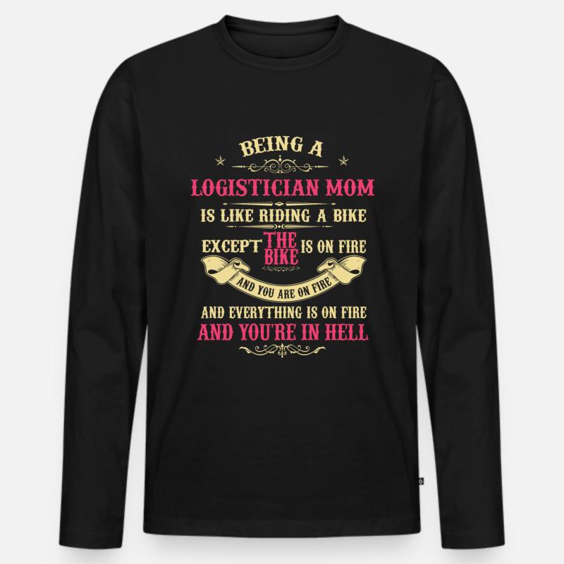Logistiker Mutter, Logistiker Mutter - Männer Premium Bio Langarmshirt - Schwarz