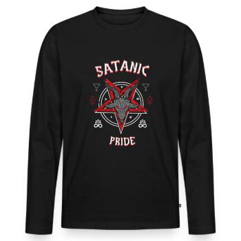 Satanic Pride I Goat Head Baphomet - Men's Premium Organic Long Sleeve Shirt - black - Front - Nico (187cm)