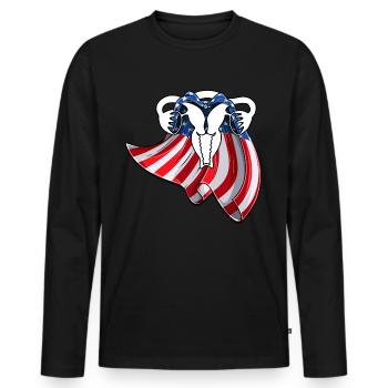 Occupez-vous de votre propre utérus - T-shirt manches longues Premium bio Homme - noir - Devant - Nico (187cm)