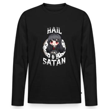 Hail Satan I Creepy Cute Witch - Men's Premium Organic Long Sleeve Shirt - black - Front - Nico (187cm)