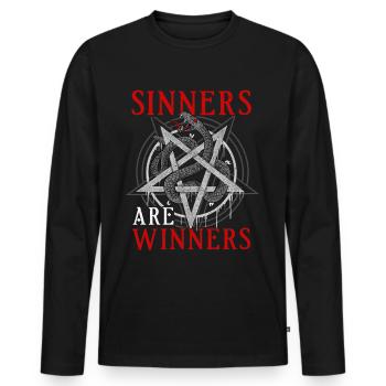 Sinners Are Winners I Satanic Pentagram Snake - Men's Premium Organic Long Sleeve Shirt - black - Front - Nico (187cm)