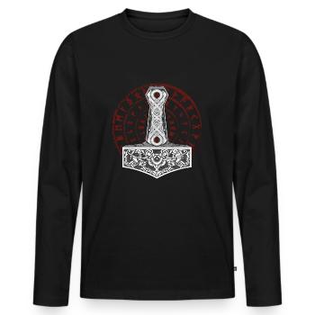 Marteau Viking Mjolnir - T-shirt manches longues Premium bio Homme - noir - Devant - Nico (187cm)