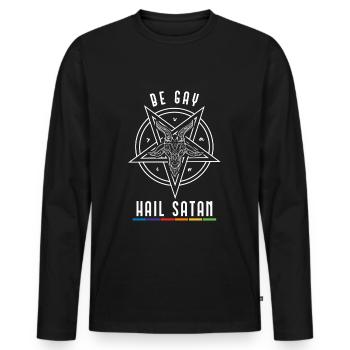 Be Gay Hail Satan LGBT Satanist - Männer Premium Bio Langarmshirt - Schwarz - Vorne - Nico (187cm)