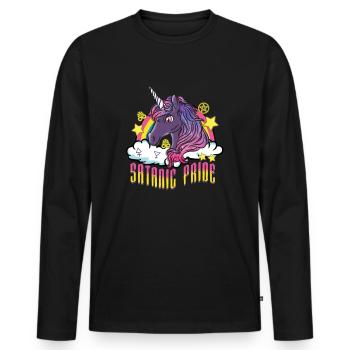 Satanic Pride I Creepy Cute Satan Unicorn - Men's Premium Organic Long Sleeve Shirt - black - Front - Nico (187cm)