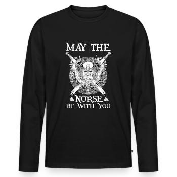 Que les Scandinaves soient avec vous I Walhalla Vikings - T-shirt manches longues Premium bio Homme - noir - Devant - Nico (187cm)