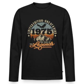 Vintage Retro Geburtstag 1975 - Männer Premium Bio Langarmshirt - Schwarz - Vorne - Nico (187cm)