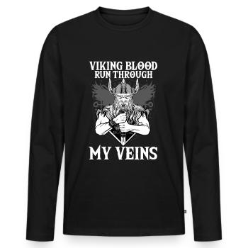 LE SANG VIKING COULE DANS MES VEINES I Walhalla - T-shirt manches longues Premium bio Homme - noir - Devant - Nico (187cm)