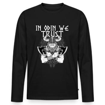 In Odin we trust I Nordic Mythology Viking - Männer Premium Bio Langarmshirt - Schwarz - Vorne - Nico (187cm)