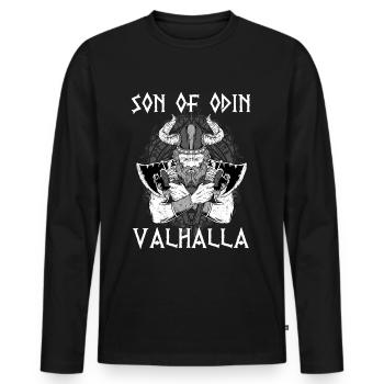 Son Of Odin Valhalla I Viking Mythology - Men's Premium Organic Long Sleeve Shirt - black - Front - Nico (187cm)