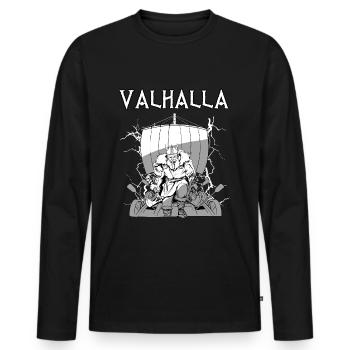 Valhalla I Viking Warrior I Odin I Wikinger Schiff - Männer Premium Bio Langarmshirt - Schwarz - Vorne - Nico (187cm)