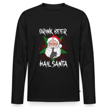 Drink Beer Hail Santa I Baphomet Death Metal - Männer Premium Bio Langarmshirt - Schwarz - Vorne - Nico (187cm)