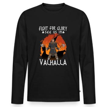 Battez-vous pour la gloire Voyez-nous au Valhalla I Viking - T-shirt manches longues Premium bio Homme - noir - Devant - Nico (187cm)