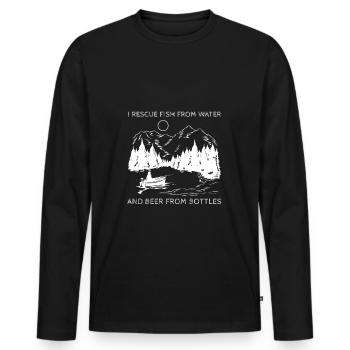 Je sauve le poisson de l’eau et la bière des bouteilles - T-shirt manches longues Premium bio Homme - noir - Devant - Nico (187cm)
