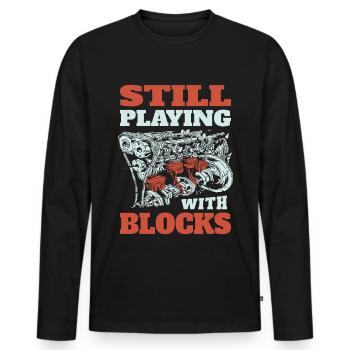Still playing with blocks, Mechanics Engine Block - Men's Premium Organic Long Sleeve Shirt - black - Front - Nico (187cm)