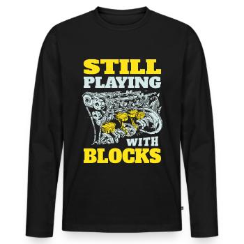 Still playing with blocks, Mechanics Engine Block - Men's Premium Organic Long Sleeve Shirt - black - Front - Nico (187cm)