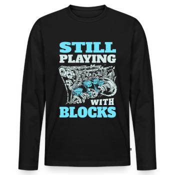 Still playing with blocks, Mechanics Engine Block - Men's Premium Organic Long Sleeve Shirt - black - Front - Nico (187cm)
