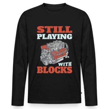 Still playing with blocks, Mechanics Engine Block - Men's Premium Organic Long Sleeve Shirt - black - Front - Nico (187cm)