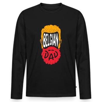 Papa belge - T-shirt manches longues Premium bio Homme - noir - Devant - Nico (187cm)