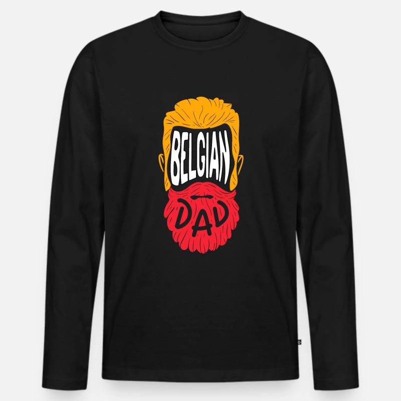Belgian Dad - Männer Premium Bio Langarmshirt - Schwarz