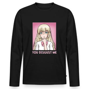 Chibi Anime Girl You Disgust Me - Men's Premium Organic Long Sleeve Shirt - black - Front - Nico (187cm)