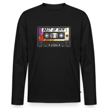Best Of 1979 Vintage Retro Cassette Cadeau d’anniversaire - T-shirt manches longues Premium bio Homme - noir - Devant - Nico (187cm)