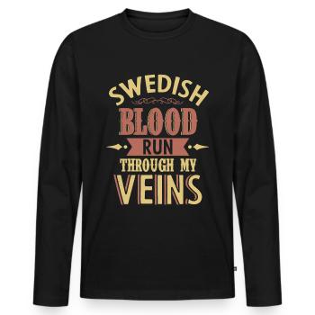 Swedish - Men's Premium Organic Long Sleeve Shirt - black - Front - Nico (187cm)