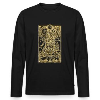 The Tower I Goth Tarot Card I Fortune Teller - Men's Premium Organic Long Sleeve Shirt - black - Front - Nico (187cm)