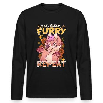Eat Sleep Furry Repeat I Furries Fandom Cosplay - Männer Premium Bio Langarmshirt - Schwarz - Vorne - Nico (187cm)