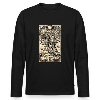 The Hermit I Witchcraft Tarot Card I Fortune - Männer Premium Bio Langarmshirt - Schwarz - Vorne - Nico (187cm)