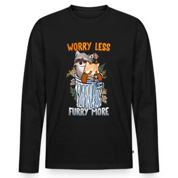 Worry less Furry more I Fursona Cosplay Fandom - Men's Premium Organic Long Sleeve Shirt - black - Front - Nico (187cm)
