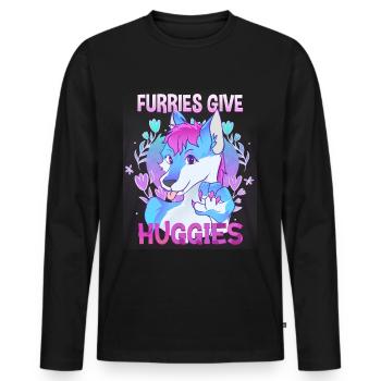Furries give Huggies I Furry Fandom I Cosplay - Men's Premium Organic Long Sleeve Shirt - black - Front - Nico (187cm)