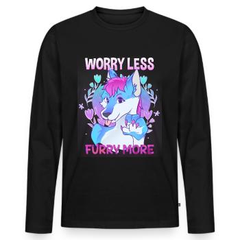 Worry less Furry more I Fursona Cosplay Fandom - Männer Premium Bio Langarmshirt - Schwarz - Vorne - Nico (187cm)