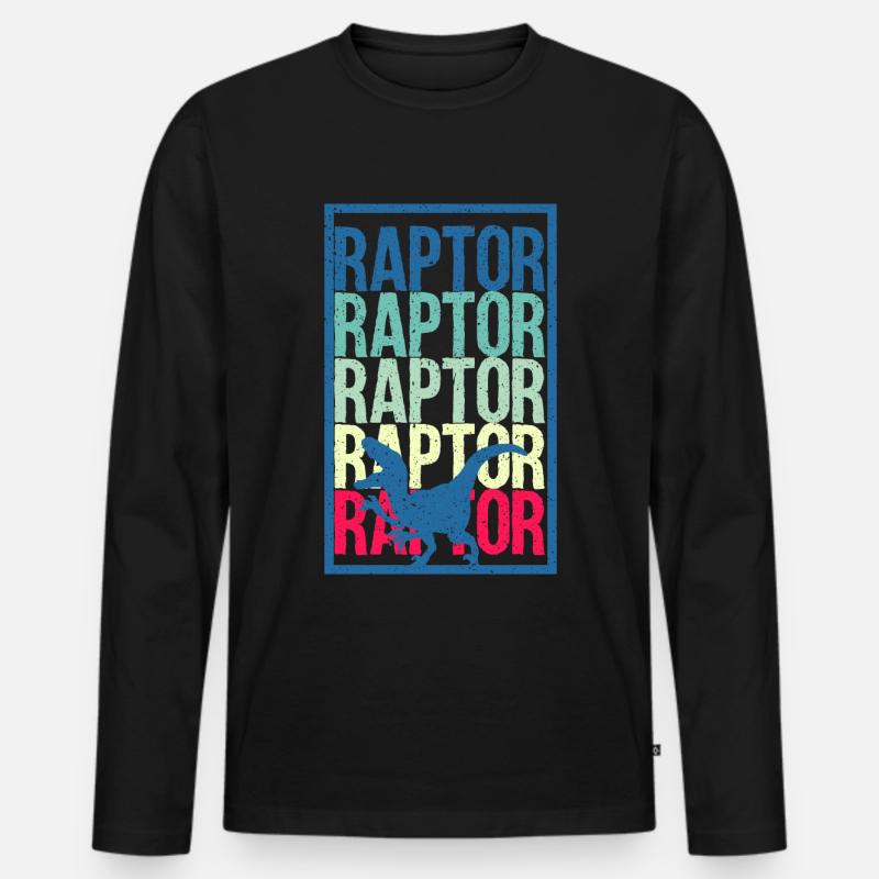 Dino - Männer Premium Bio Langarmshirt - Schwarz