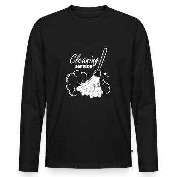 Je réserve un service de nettoyage - T-shirt manches longues Premium bio Homme - noir - Devant - Nico (187cm)