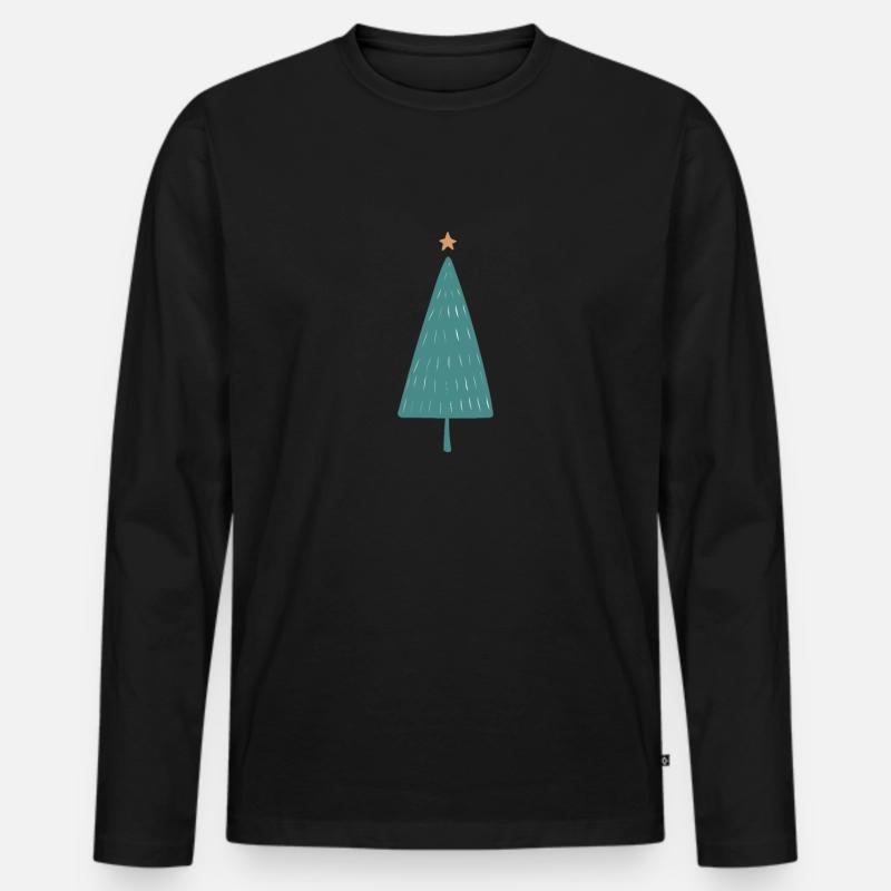 Weihnachtsbaum, Leopard Weihnachtsbäume, Winter - Männer Premium Bio Langarmshirt - Schwarz