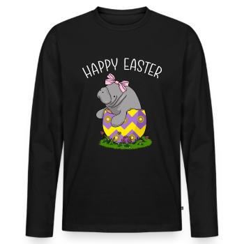 Happy Easter Manatee Gift Manatee - Men's Premium Organic Long Sleeve Shirt - black - Front - Nico (187cm)