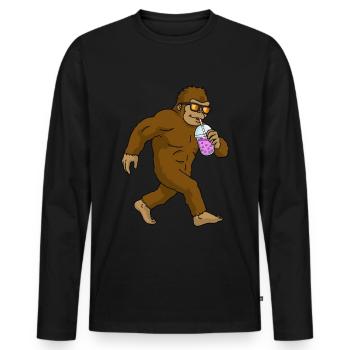 Bigfoot Bubble Tea Cadeau Pinker Bubble Tea - T-shirt manches longues Premium bio Homme - noir - Devant - Nico (187cm)