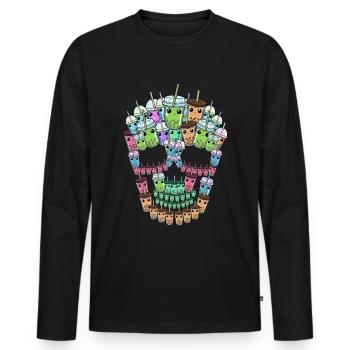 Bubble Tea Totenkopf Geschenk Boba Tea Bubble Tea - Männer Premium Bio Langarmshirt - Schwarz - Vorne - Nico (187cm)
