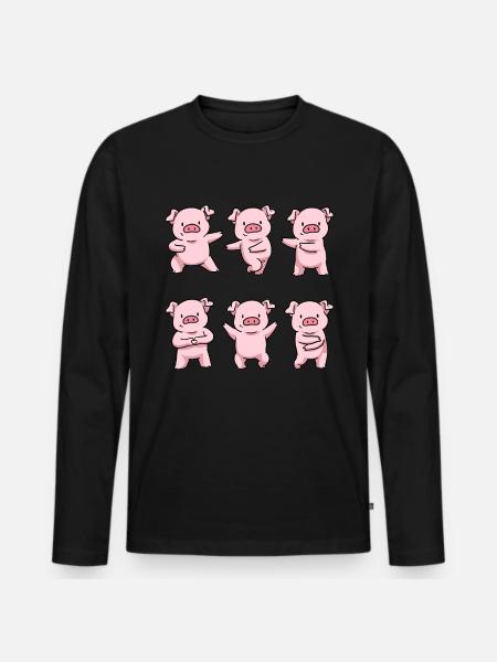 Gris skjorte gris gave mænd gris - Premium økologisk langærmet T-shirt til mænd - sort