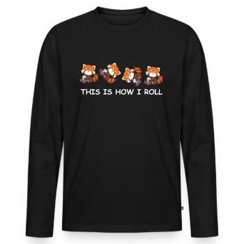 Bubble Tea Roter Panda Geschenk This Is How I Roll - Männer Premium Bio Langarmshirt - Schwarz - Vorne - Nico (187cm)
