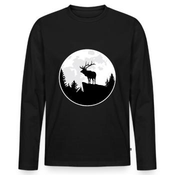 Moose Gift Deer Wild Nature Forest Deer - Men's Premium Organic Long Sleeve Shirt - black - Front - Nico (187cm)