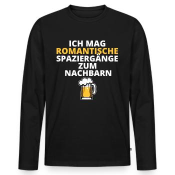 Spaziergänge zum Nachbarn Nachbarschaft Einweihung - Männer Premium Bio Langarmshirt - Schwarz - Vorne - Nico (187cm)